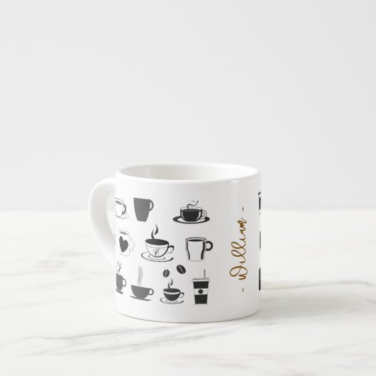 Aangepaste naam voor koffieliefhebber, kleine espr espresso kop (Voorkant links)