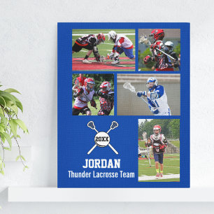 Aangepaste naam voor Lacrosse Photo Collage Team P Canvas Afdruk