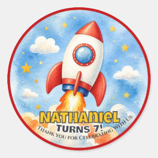 Aangepaste naam voor lancering van ruimteraket ronde sticker