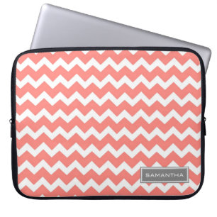 Aangepaste naam voor Laptop Coral Chevron Sleeve