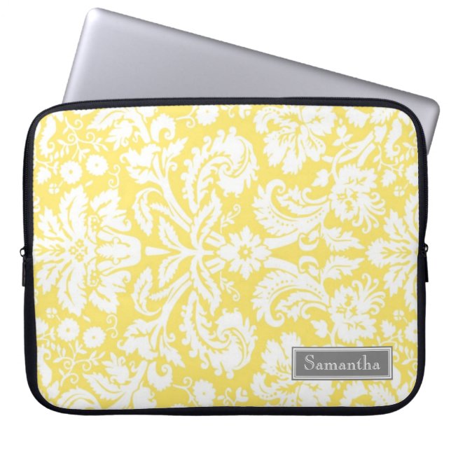 Aangepaste naam voor laptop met Lemon Damask Laptop Sleeve (Voorkant)