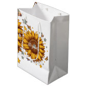 Aangepaste naam voor meisje retro zonnebloem cadea medium cadeauzakje (Voorkant Gekanteld)