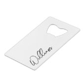 Aangepaste naam voor modern script kredietkaart flessenopener (Voorkant Gekanteld)