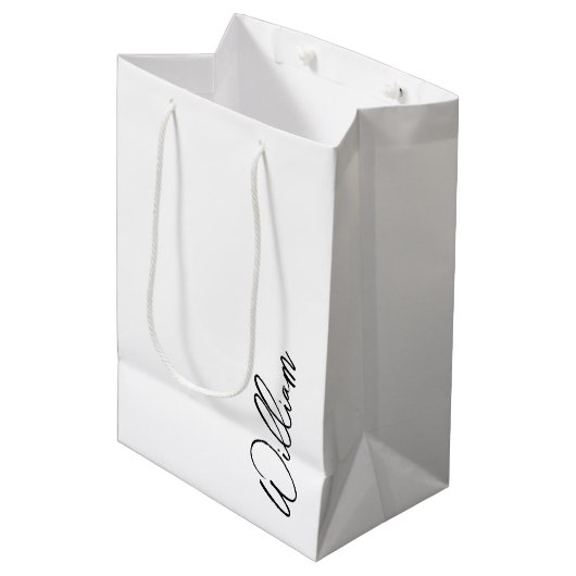 Aangepaste naam voor modern script medium cadeauzakje (Voorkant Gekanteld)