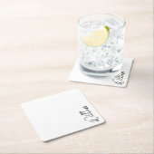 Aangepaste naam voor modern script vierkante kartonnen onderzetter (Insitu)