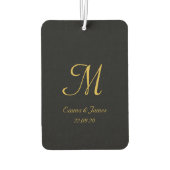 Aangepaste naam voor modern zwart- en goudmonogram luchtverfrisser (Achterkant)