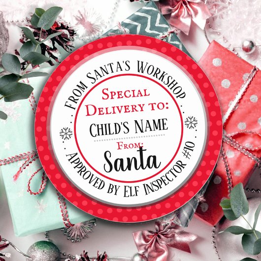 Aangepaste naam voor Santa Workshop Ronde Sticker