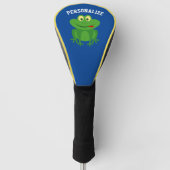 Aangepaste naam voor schattige kikker logo golfheadcover (Voorkant)