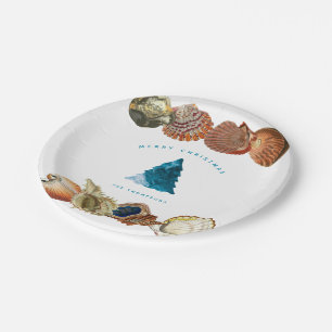 Aangepaste naam voor zomerkerstbeach Seashell Papieren Bordje