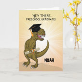 Aangepaste naam voorschool Afstuderen T-Rex voor K Kaart (Gele Bloem)