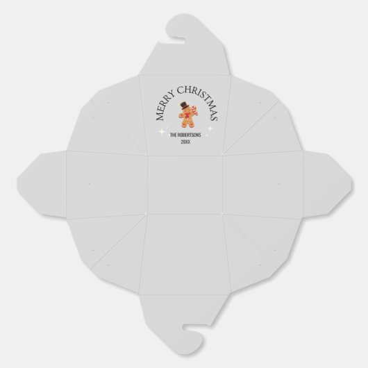 Aangepaste naam Vrolijk Kerst peperkoek man grijs Bedankdoosjes (Ongevouwen)