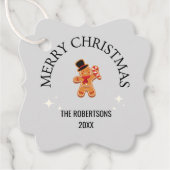 Aangepaste naam Vrolijk Kerst peperkoek man grijs Bedankjes Labels (Voorkant)