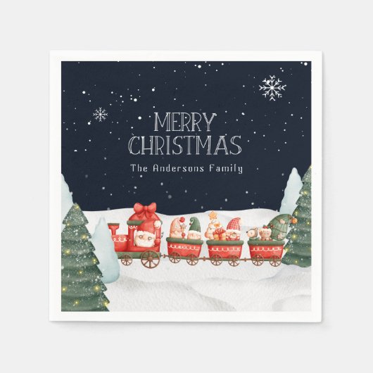 Aangepaste naam Vrolijke Kerstmis Winter Sneeuw Gn Servet (Voorkant)