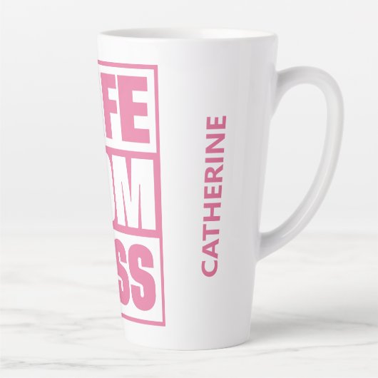 Aangepaste naam Vrouw - Mam - Baas Latte Mok (Rechts)