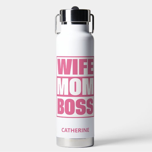 Aangepaste naam Vrouw - Mam - Baas Waterfles (Voorkant)