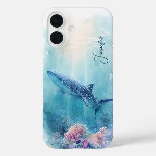 Aangepaste Naam Walvishaai Oceaan Koraalrif  iPhone 16 Hoesje