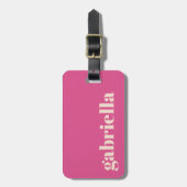 Aangepaste naam warm roze gebold Typografie Bagagelabel (Voorkant verticaal)