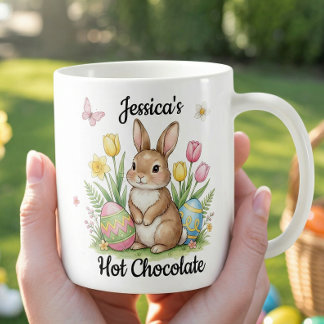 Aangepaste Naam Warme Chocolade Preppy Paashaas Koffiemok