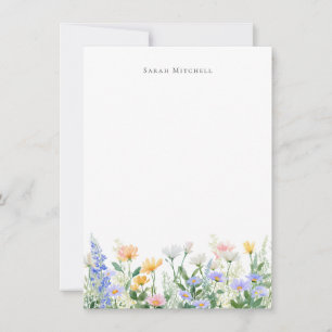 Aangepaste naam watercolor tuin bloemige notitieka notitiekaartje