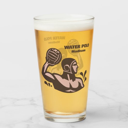 Aangepaste naam waterpolo glas (Achterkant gevuld)