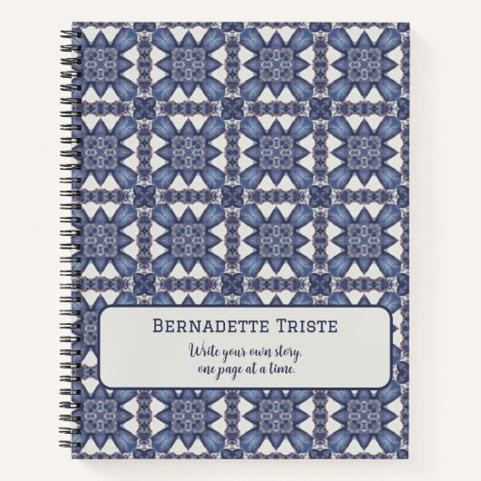 Aangepaste naam Waterverf Abstract geometrisch pat Notitieboek (Voorkant)