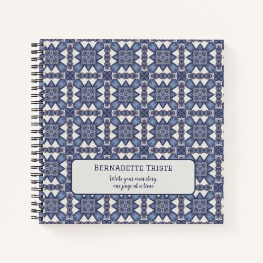 Aangepaste naam Waterverf Abstract geometrisch pat Notitieboek (Voorkant)