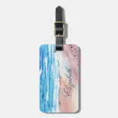 Aangepaste naam waterverf Beach Bagagelabel (Voorkant verticaal)