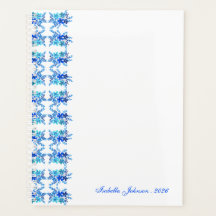 Aangepaste naam waterverf blauwe bloemen