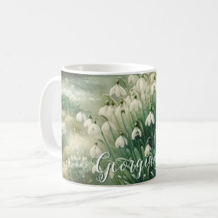 Aangepaste Naam  Waterverf Bloemen Sneeuwklokjes Koffiemok