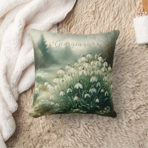 Aangepaste Naam  Waterverf Bloemen Sneeuwklokjes Kussen