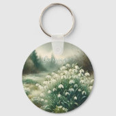 Aangepaste Naam  Waterverf Bloemen Sneeuwklokjes Sleutelhanger (Voorkant)