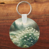 Aangepaste Naam  Waterverf Bloemen Sneeuwklokjes Sleutelhanger (Achterkant)