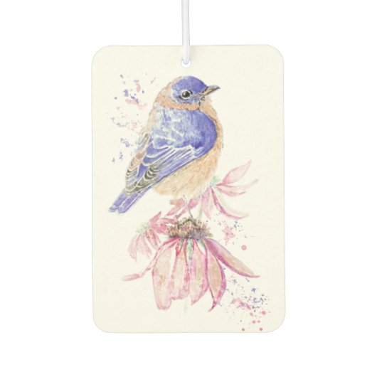 Aangepaste Naam Waterverf Bluebird Garden Bird Art Luchtverfrisser (Voorkant)