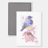 Aangepaste Naam Waterverf Bluebird Garden Bird Art Magneet (Voorkant / Achterkant)