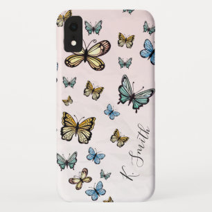 Aangepaste naam  Waterverf Butterflies iPhone XR Hoesje