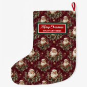 Aangepaste Naam Waterverf Christmas Stocking Grote Kerstsok (Achterkant)