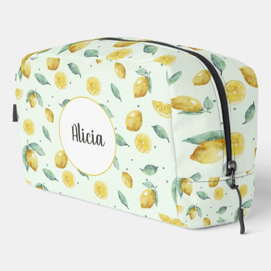 Aangepaste naam waterverf citroenen toilettasje (Rechterhoek)