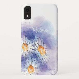 Aangepaste naam Waterverf Floral Daisy Pattern iPhone XR Hoesje