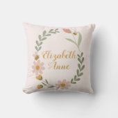 Aangepaste Naam Waterverf Floral Spring Nursery Kussen (Voorkant)