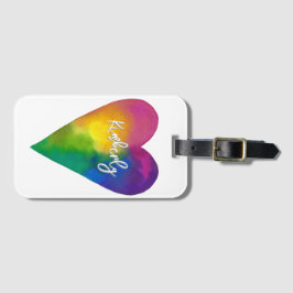 Aangepaste Naam Waterverf Hart Bagagelabel