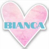 Aangepaste naam waterverf hartvorm trendy stijlvol sticker (Voorkant)