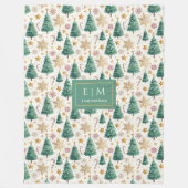 Aangepaste naam waterverf Kerstbomen fleece cadeau Deken (Voorkant)