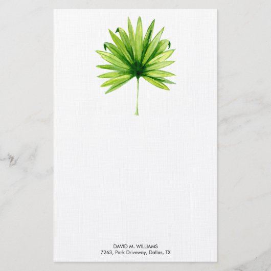 Aangepaste naam Waterverf Palm Leaf Briefpapier (Voorkant)