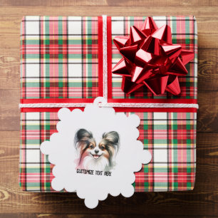 Aangepaste naam waterverf Papillon hond Ornament Kaart