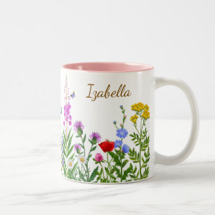 Aangepaste naam waterverf pioen botanisch voor haa tweekleurige koffiemok
