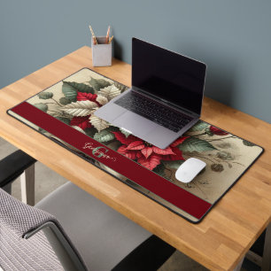 Aangepaste Naam  Waterverf Poinsettia Boeket Bureaumat