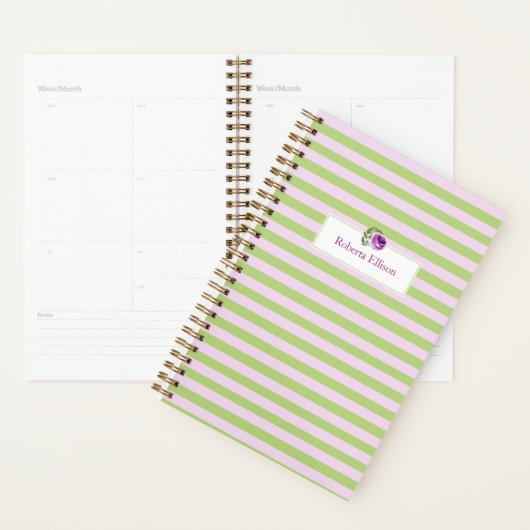 Aangepaste Naam Waterverf Roos Stripes Business Planner (Display)