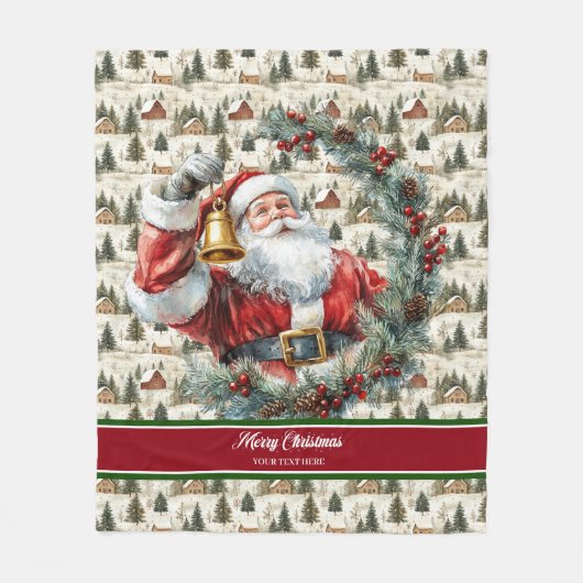 Aangepaste Naam Waterverf Santa Throw Blanket Fleece Deken (Voorkant)