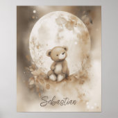 Aangepaste naam Waterverf Teddy Bear Nursery Poster (Voorkant)