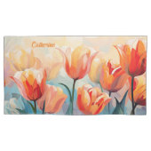 Aangepaste naam Waterverf Tulpen Kussensloop (Voorkant)